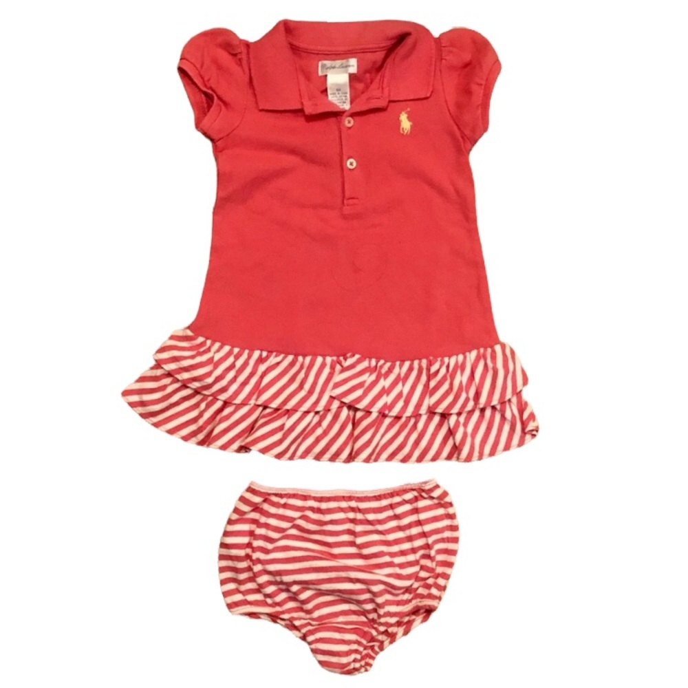 Ralph Lauren Pink and White Polo Dress size 9M